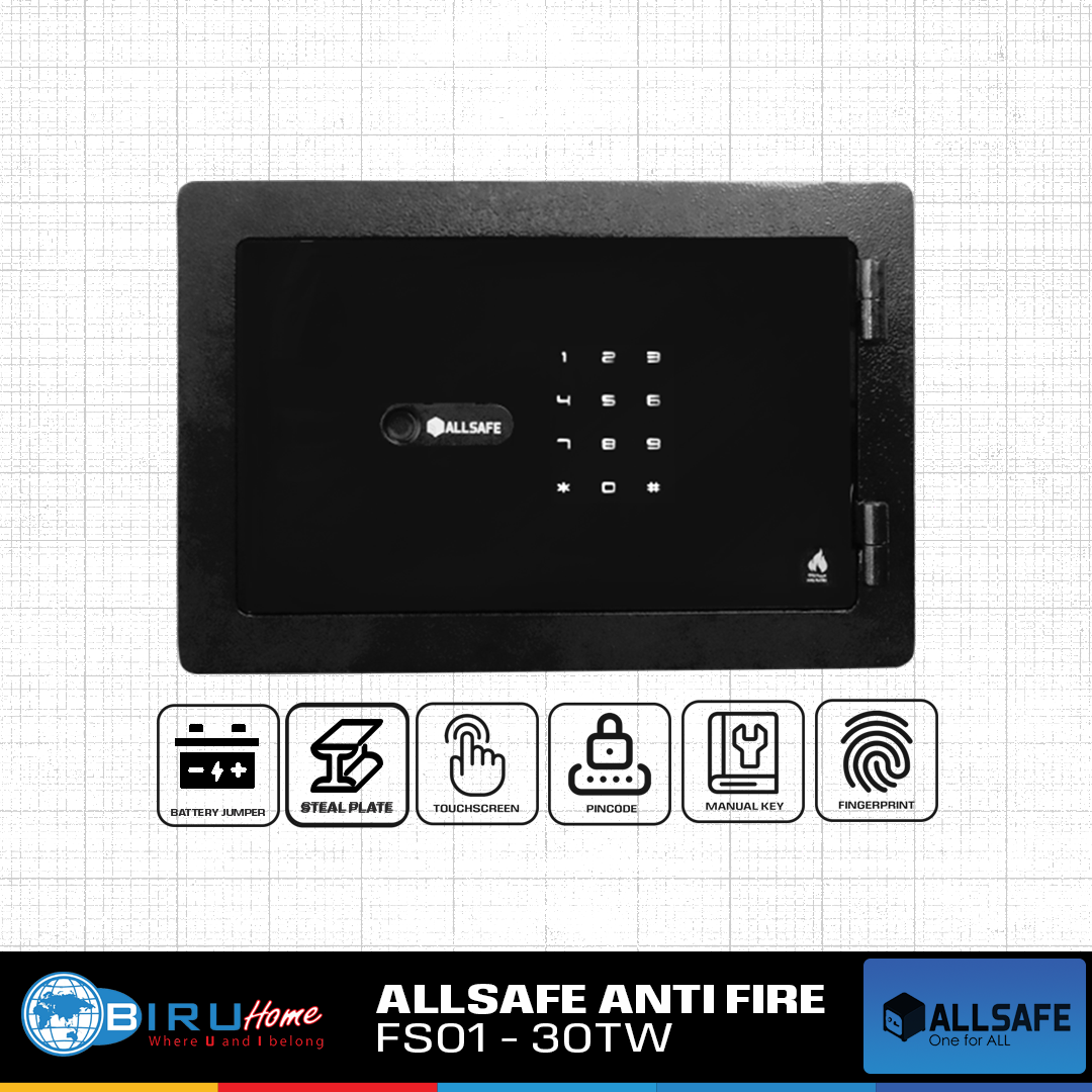 ALLSAFE FS01-30TW Black Brankas tahan Api Fingerprint bluetooth WIFI