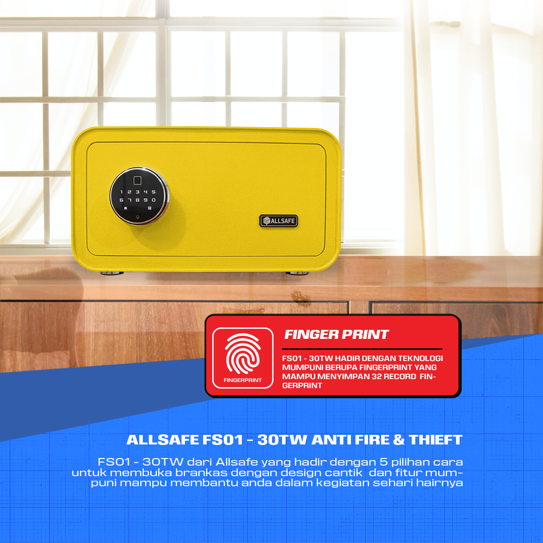 Brankas MINI ALLSAFE AS-ES 23 TOUCH & Fingerprint- Yellow