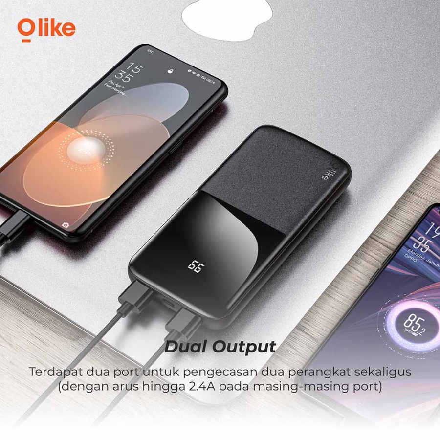 OLIKE Powerbank 10000mAh 12W DUAL OUTPUT USB TYPE-C LED DISPLAY P101S
