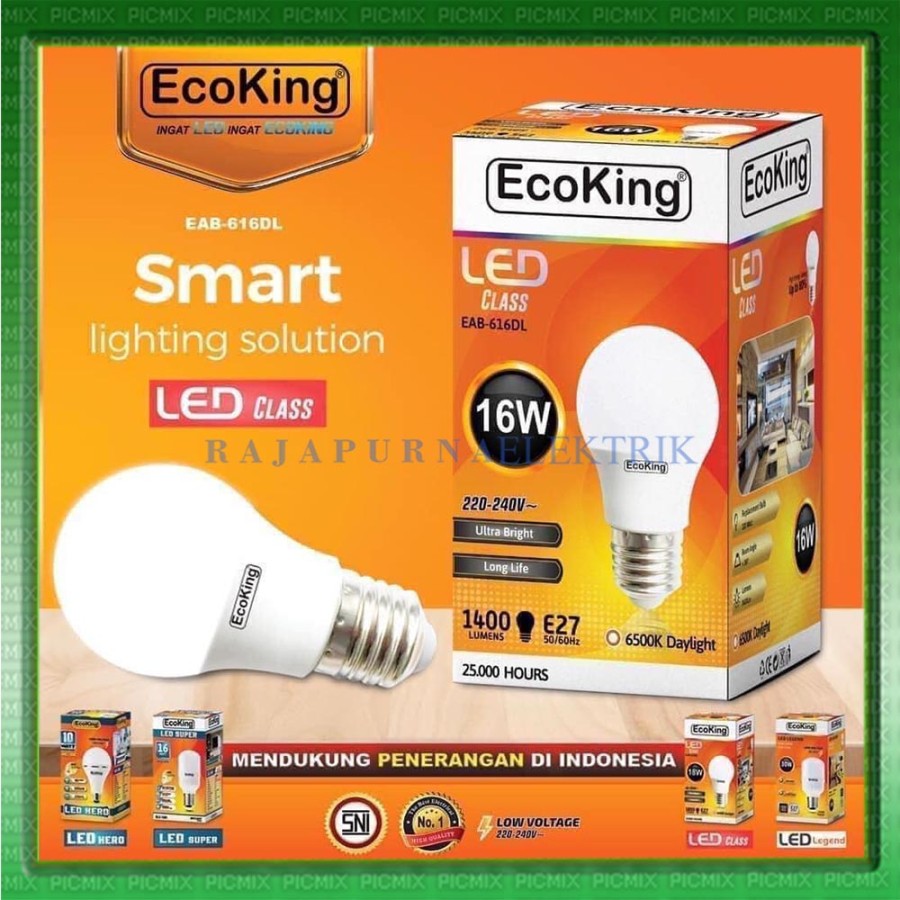 LAMPU LED 16W - 16 watt ECOKING SUPER TERANG - TAHAN LAMA - Putih