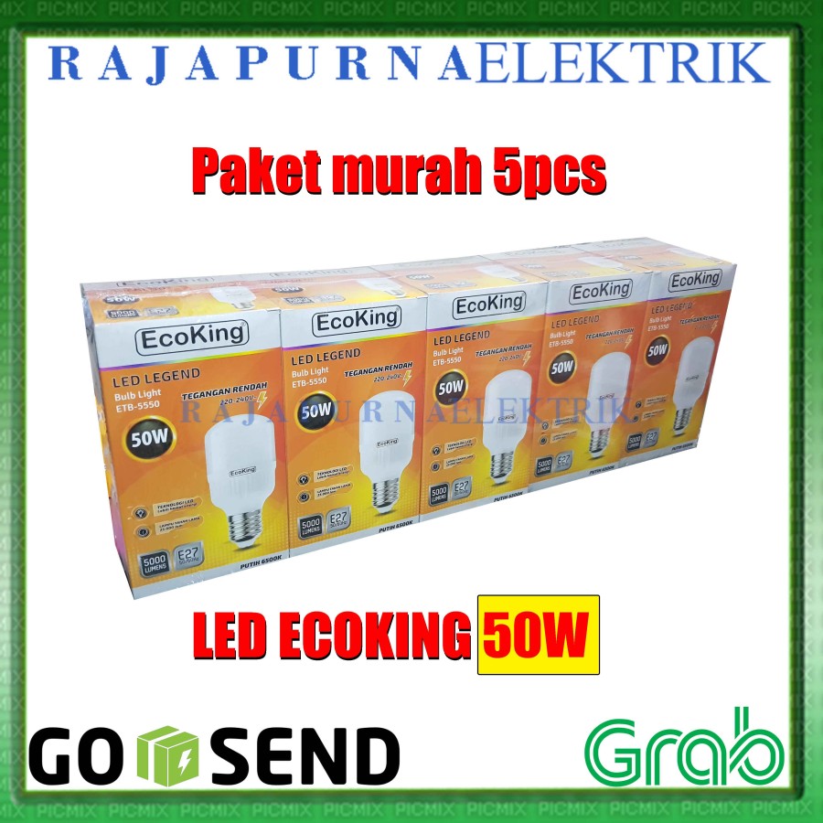 LAMPU LED BULB JUMBO ECOKING 50W / 50 watt SUPER TERANG (PAKET 5Pcs)