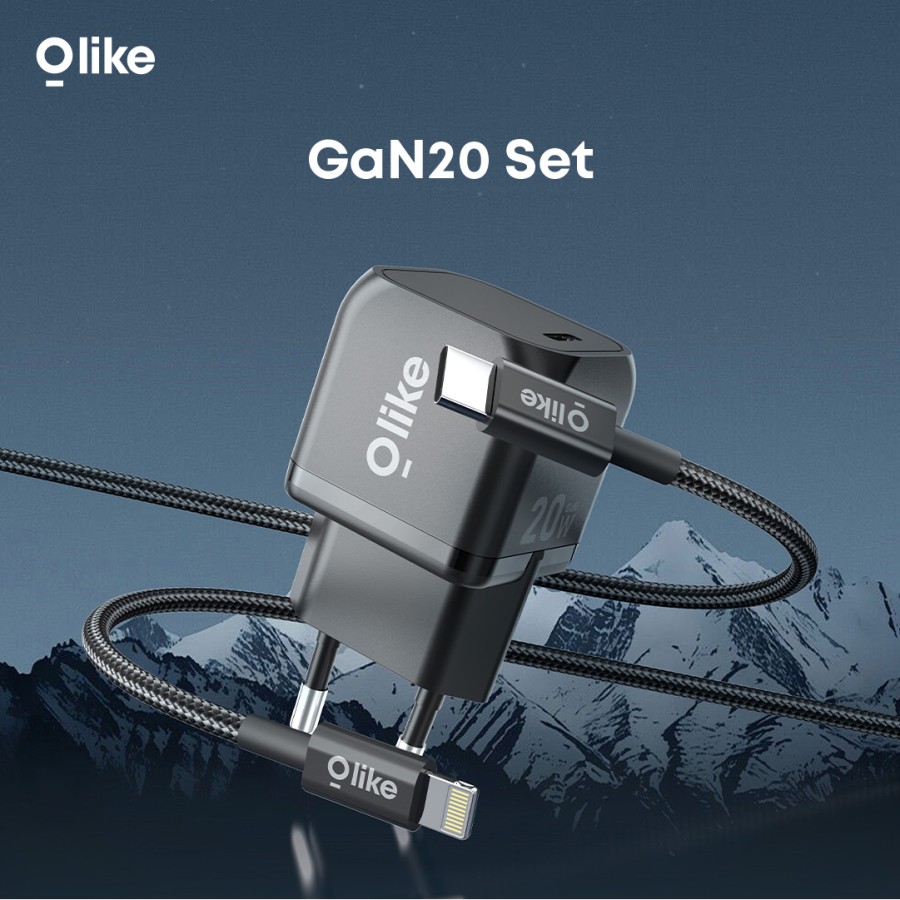 Olike Charger Adaptor GaN 20W SET PD QC 3.0 Super Fast Charging USB TYPE C Port