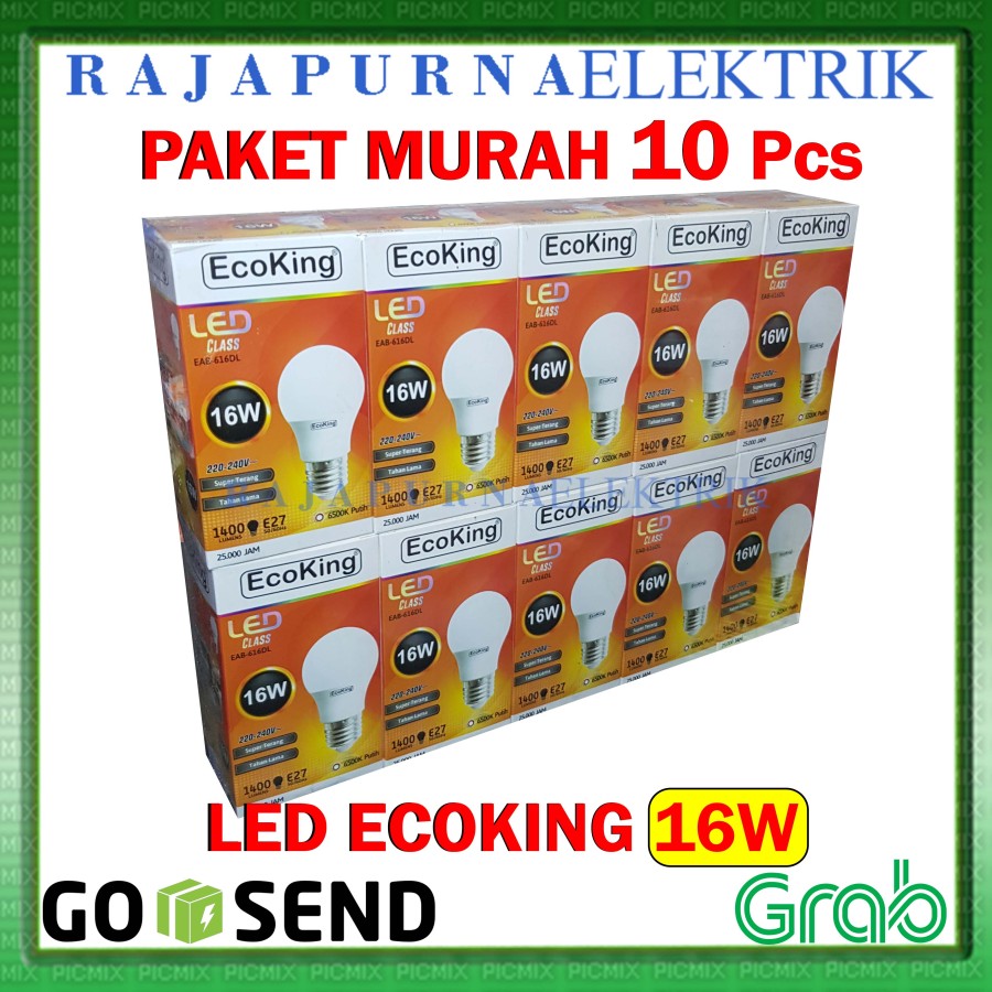 LAMPU LED 16W - 16 watt ECOKING SUPER TERANG - TAHAN LAMA (PAKET 10Pcs