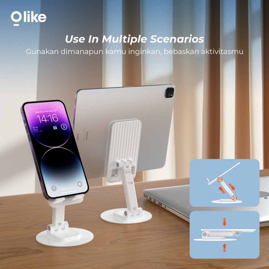 Olike HC9 Phone Stand Holder HP Tablet Folding bisa Lipat Putar