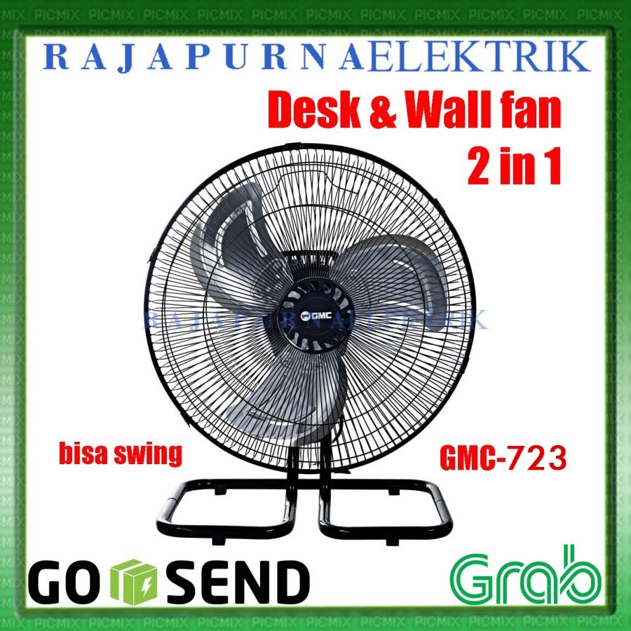 KIPAS ANGIN GMC - TORNADO DESK & WALL FAN 2IN1 14 INCH 723 SWING SNI