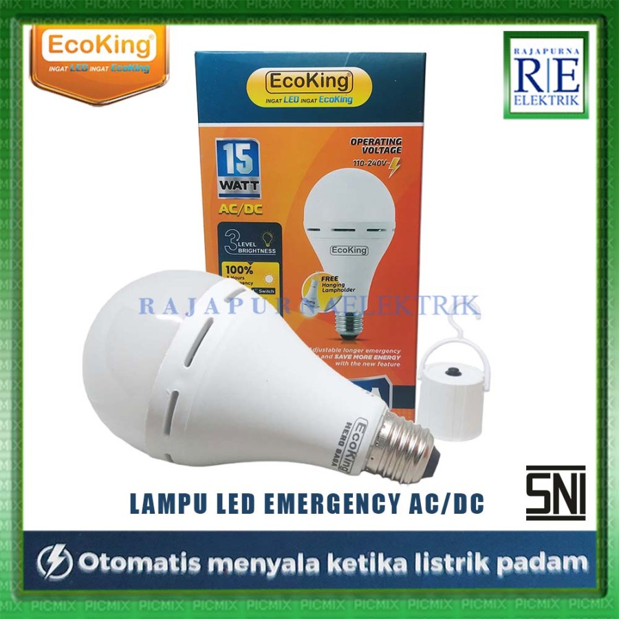 LAMPU LED EMERGENCY MAGIC ECOKING HERO SAGA 15W AC DC ORIGINAL