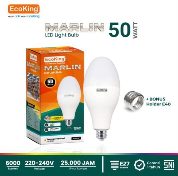 Ecoking lampu LED marlin 40W & 50W Watt E27 E40 Bola Lampu jalan