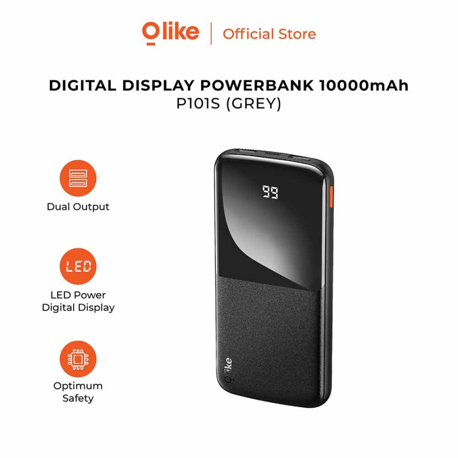 OLIKE Powerbank 10000mAh 12W DUAL OUTPUT USB TYPE-C LED DISPLAY P101S