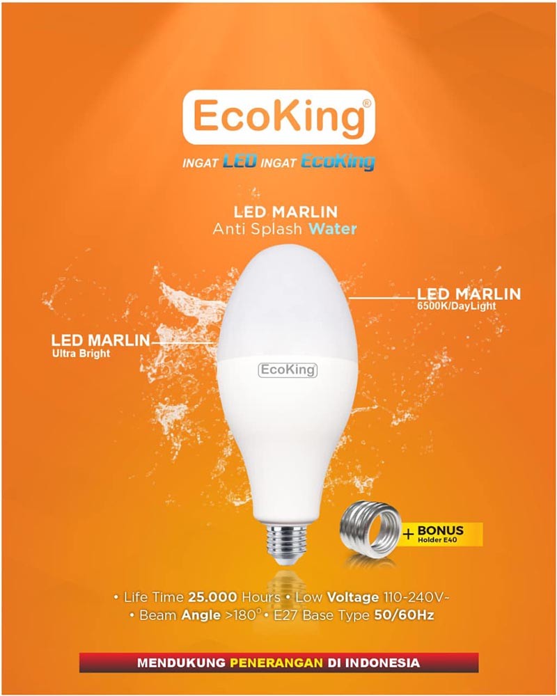 Ecoking lampu LED marlin 40W & 50W Watt E27 E40 Bola Lampu jalan