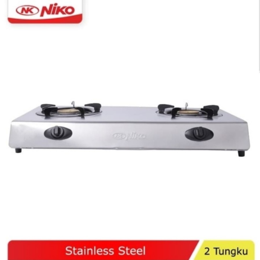 Kompor gas Niko 2 Tungku Stainless steel+selang paket caisar100% SNI