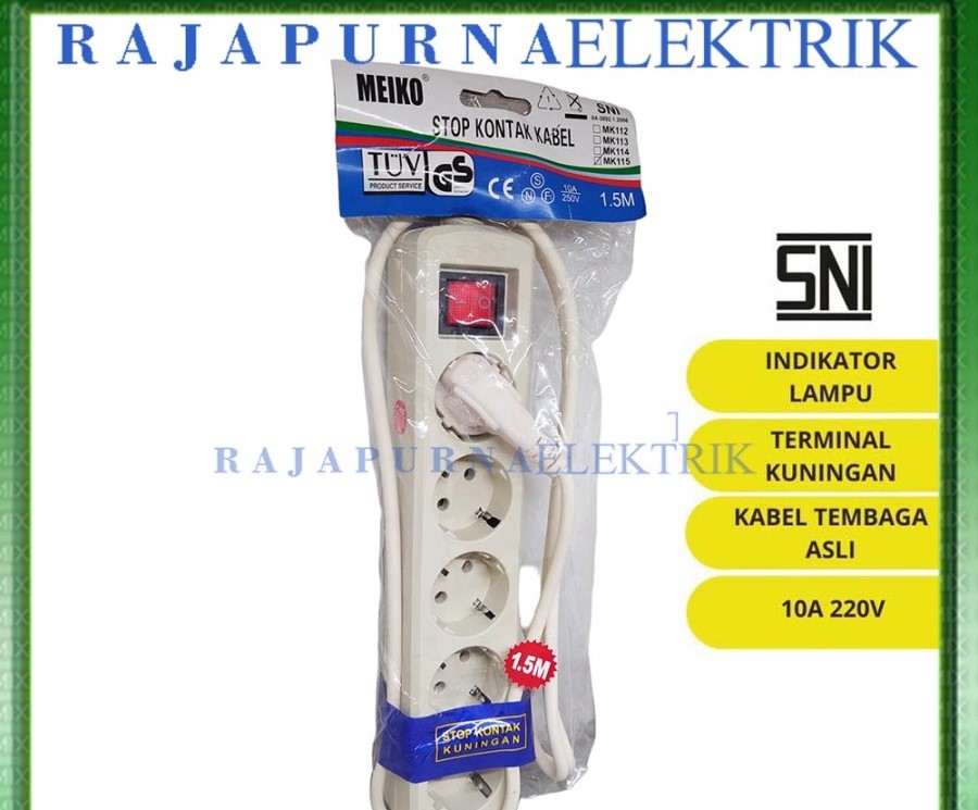Stop Kontak 5 lubang - saklar on-off - kabel 1.5 meter - SNI - MEIKO