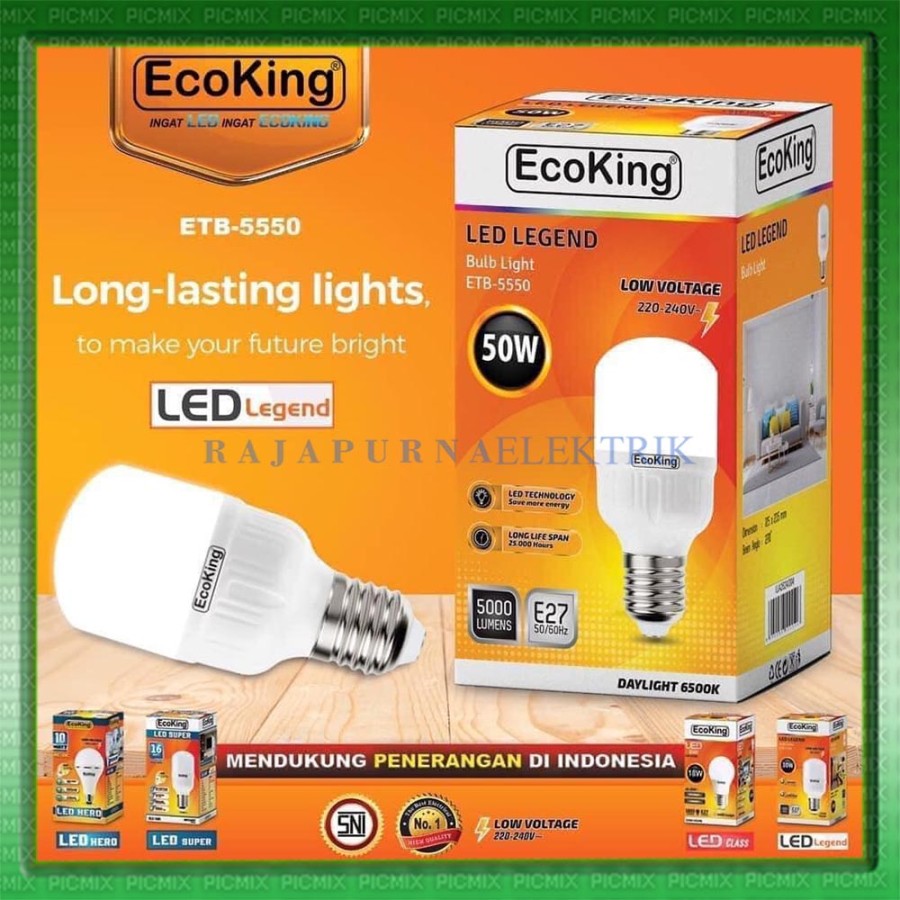 Lampu LED EcoKing LED JUMBO 5W 10W 15W 20W 30W 40W 50W ORIGINAL