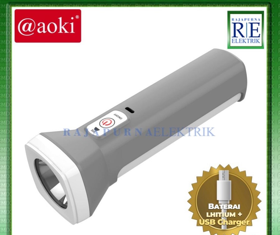 AOKI Senter tangan LED Emergency 15W+20SMD Baterai lithium AK-1609