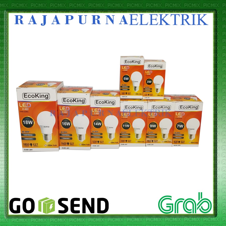 LAMPU LED ECOKING 3W 5W 7W 9W 11W 14W 16W 18W SUPER TERANG ORIGINAL