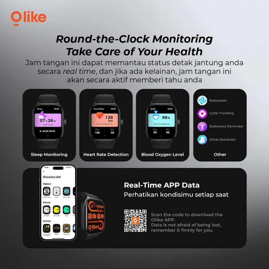 Olike W15 Zenith Smartwatch HD 2.01" Jam tangan Bluetooth Call IP68