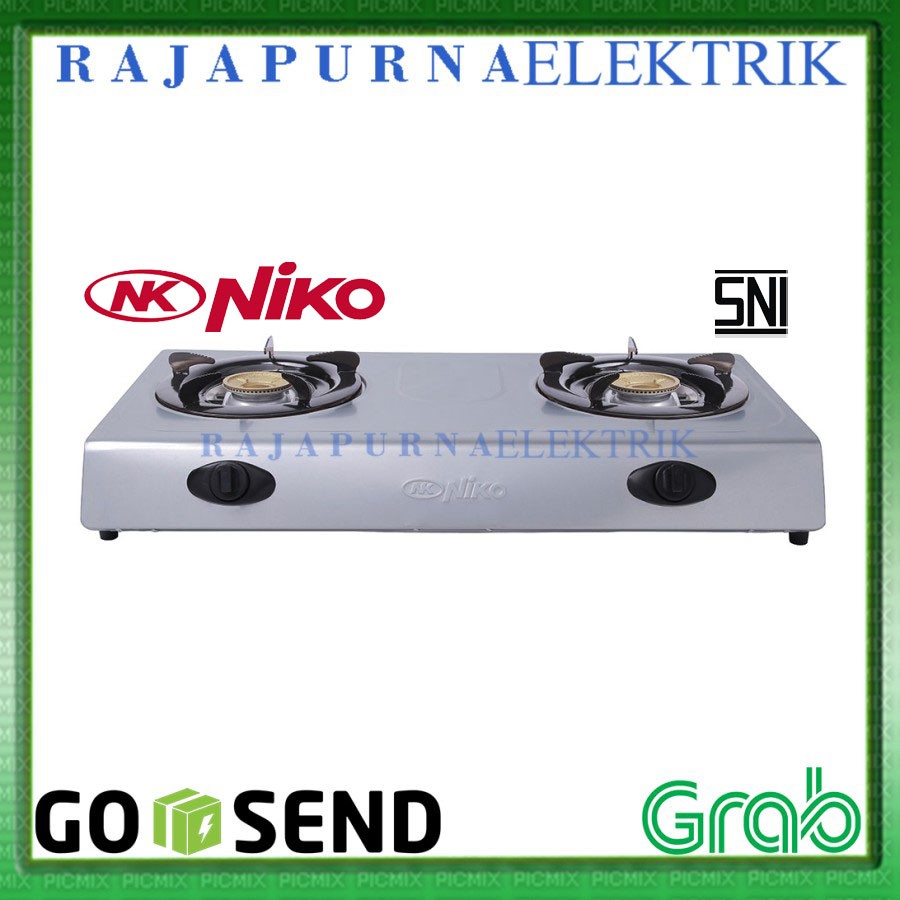 Kompor gas Niko 2 Tungku Stainless steel+selang paket caisar