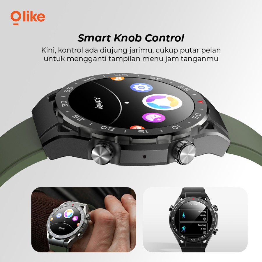 Olike FM01 ATLAS Smartwatch HD 1.39" Jam tangan Bluetooth Call IP68
