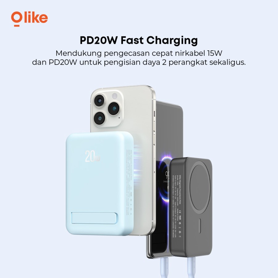 OLIKE Wireless Powerbank P302 Magnetic Magsafe 20W Fast Charging Type C PD 10000mAh 