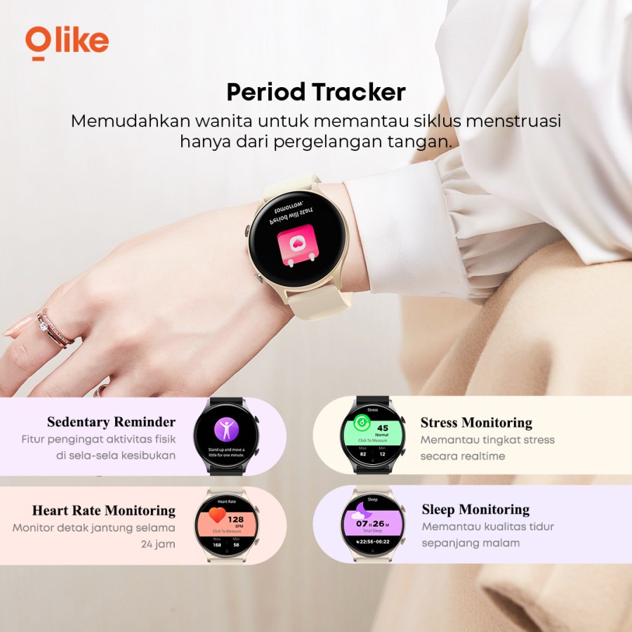 Olike FW2 Smartwatch Jam Tangan HD touchscreen Bluetooth Call IP68