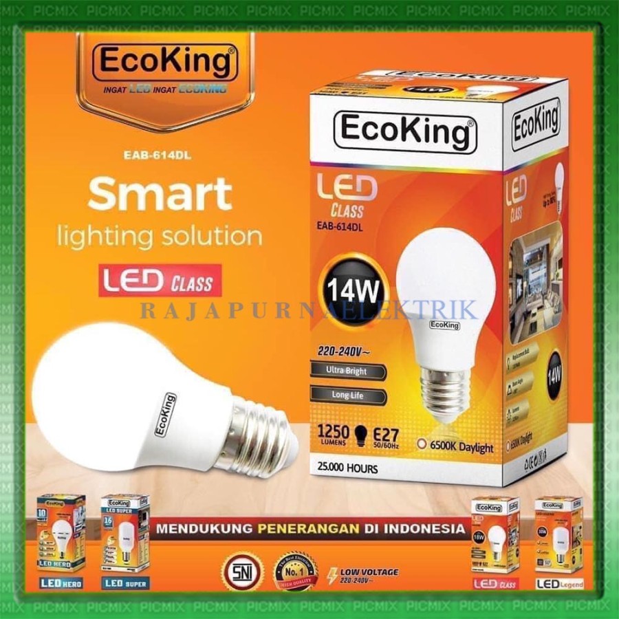 LAMPU LED ECOKING 3W 5W 7W 9W 11W 14W 16W 18W SUPER TERANG ORIGINAL