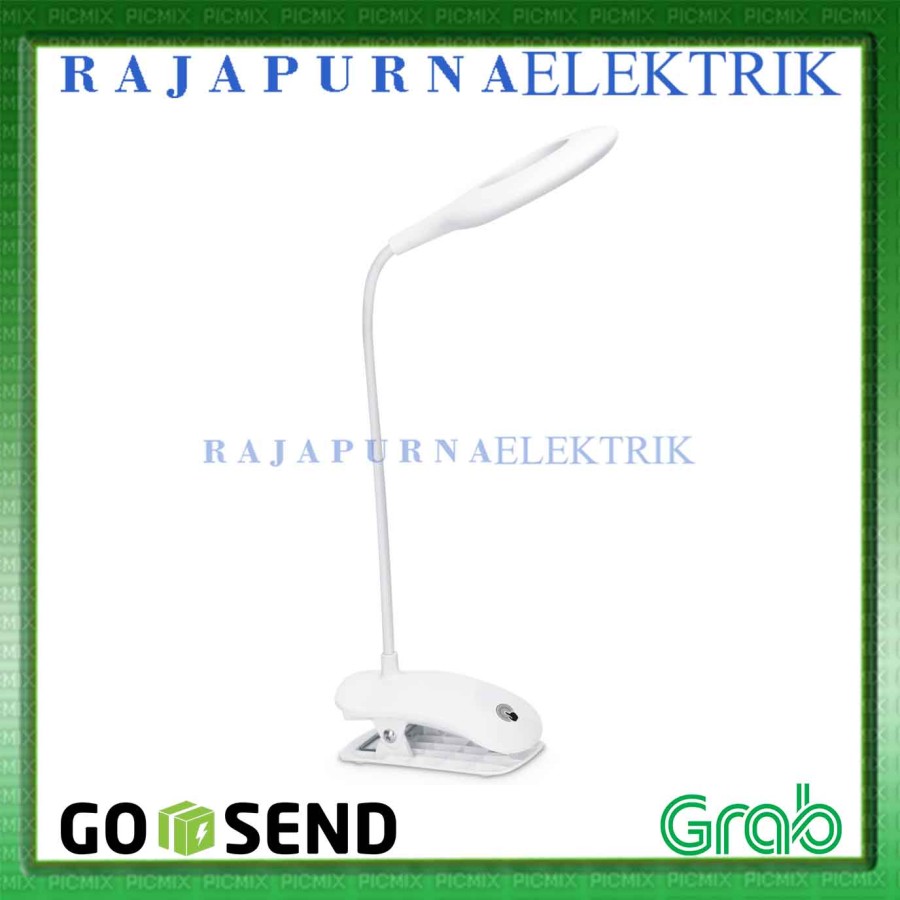Lampu belajar / lampu baca LED jepit AOKI , Desk lamp jepit ORIGINAL - Putih