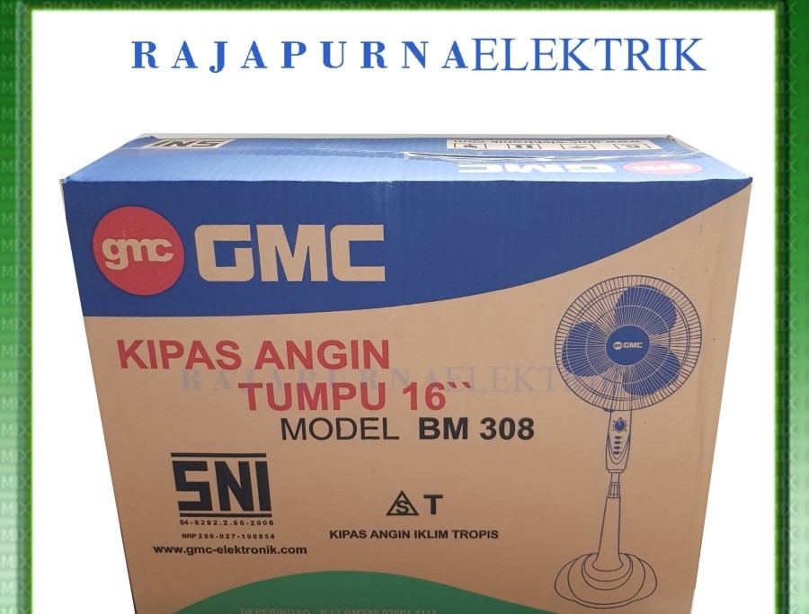 Stand fan GMC 308 / 307 / kipas angin berdiri / tumpu (16 IN) SNI 100%