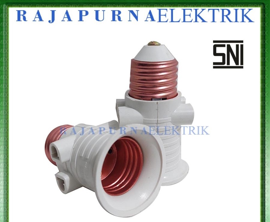 Fitting Lampu Kombinasi 2 colokan cabang stop kontak MEIKO E27 SNI