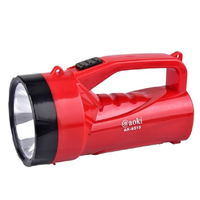 Lampu senter + emergency light LED AOKI ak-6519 Rechargable - Merah