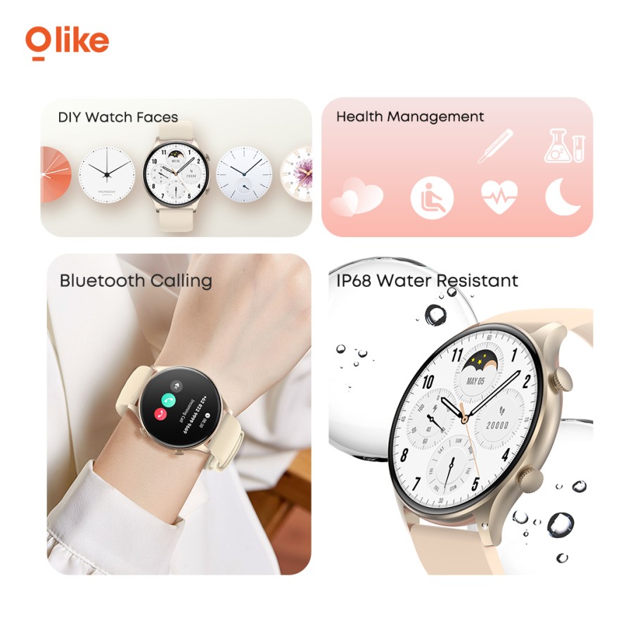 Olike FW2 Smartwatch Jam Tangan HD touchscreen Bluetooth Call IP68