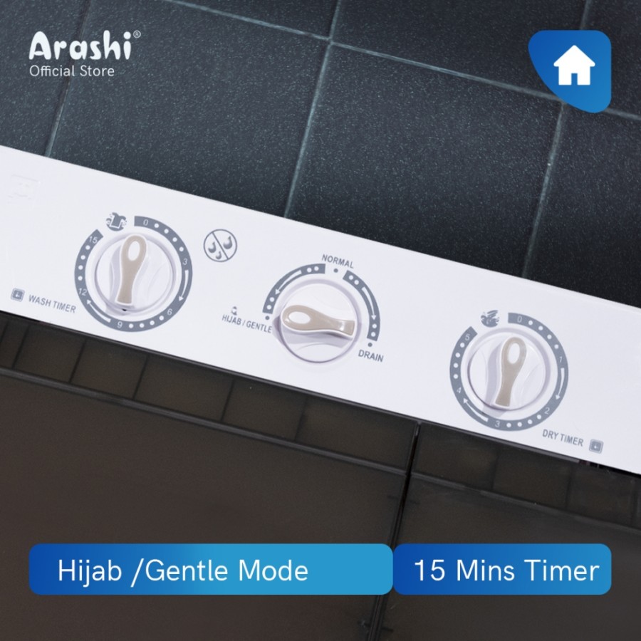 ARASHI Mesin Cuci 2 Tabung AWM 602B - 6 KG Low Watt Garansi Resmi