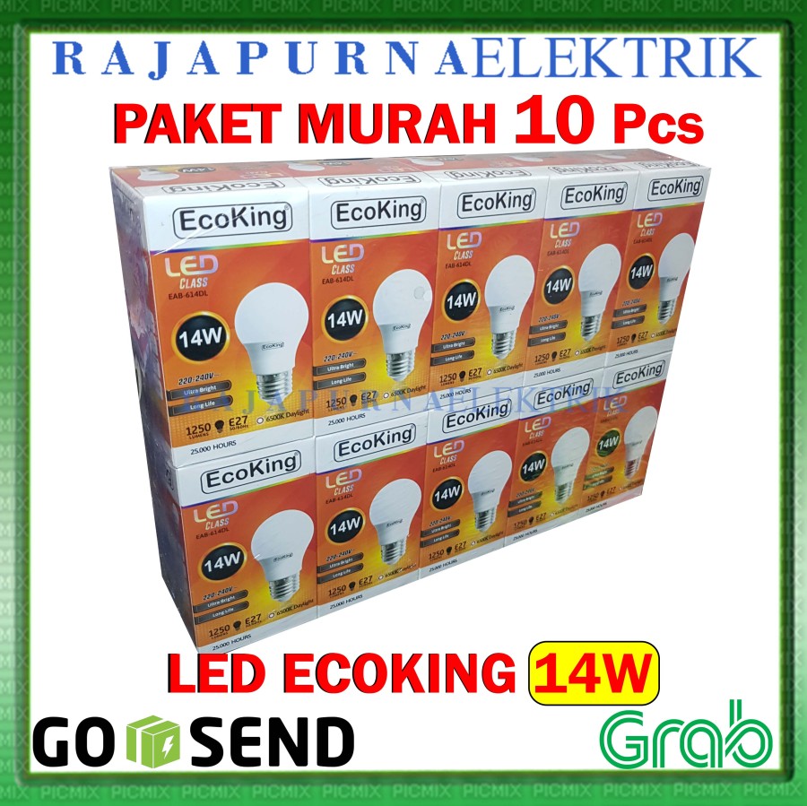 LAMPU LED 14W - 14 watt ECOKING SUPER TERANG - TAHAN LAMA (PAKET 10Pcs