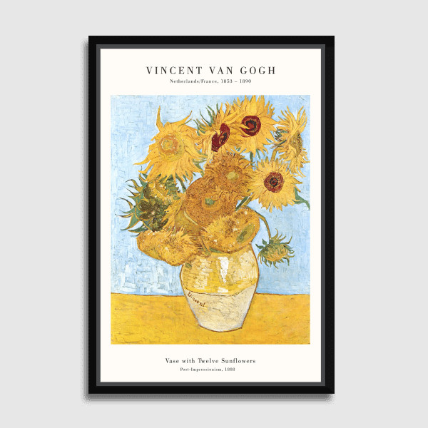 Lukisan Dinding-Canvas-Van Gogh Vase with 12 Sunflowers by Old Masters 