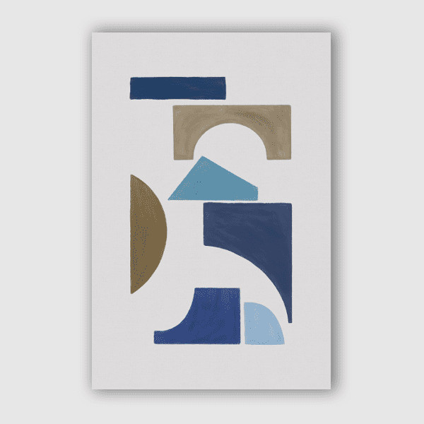 Orarastudio-Blue & Brown-Geometric I-Art-Print-Matte-Frame Hitam