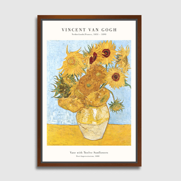 Lukisan Dinding-Canvas-Van Gogh Vase with 12 Sunflowers by Old Masters 