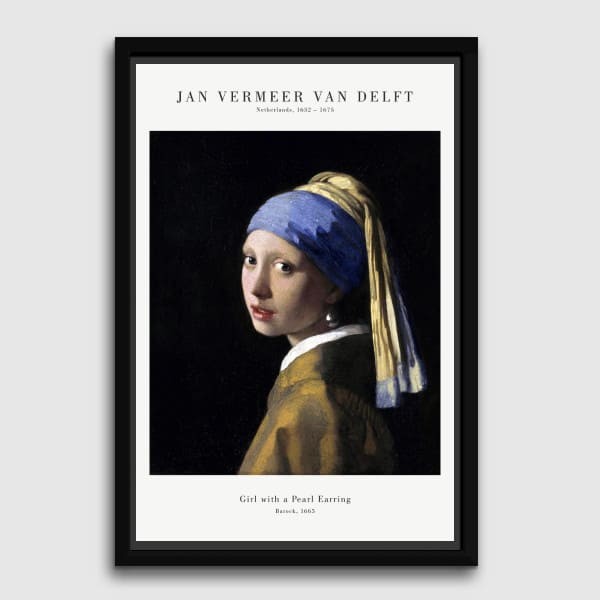 Lukisan Dinding -Vermeer Girl with Pearl Earring-Frame Hitam 40x60
