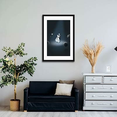 Lukisan Dinding -Center of The Universe- Matte -Frame Hitam 30x45