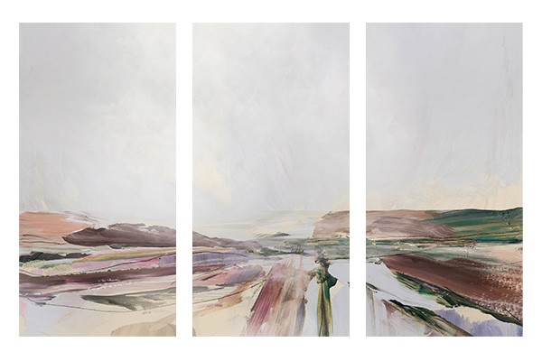 Lukisan Dinding -Watercolor foggy-3 Panel-Spanram- Large-Total 120x80