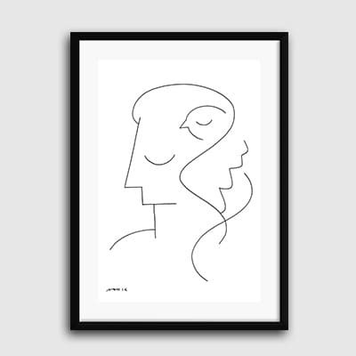 Lukisan Dinding-Woman And Bird-Matte-Frame Hitam 40x60