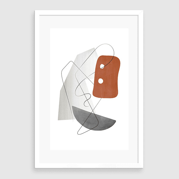 Lukisan Dinding Set - Abstract Winter - 40x60 Matte - White Frame