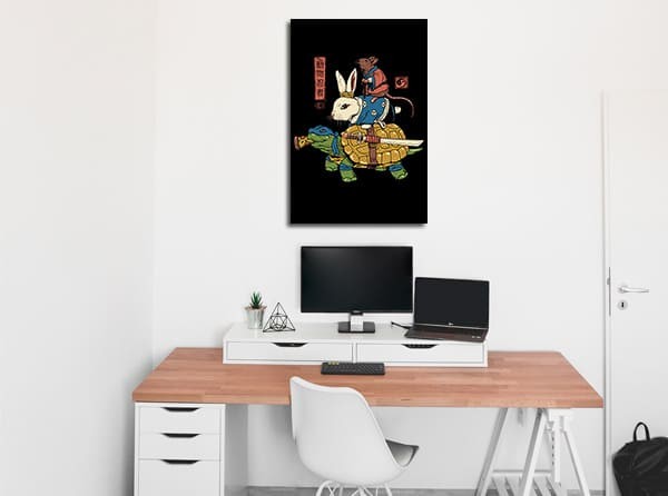Lukisan Dinding - Canvas - Kame, Usagi, and Ratto Ninjas - by Vincent