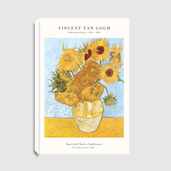 Lukisan Dinding-Canvas-Van Gogh Vase with 12 Sunflowers by Old Masters