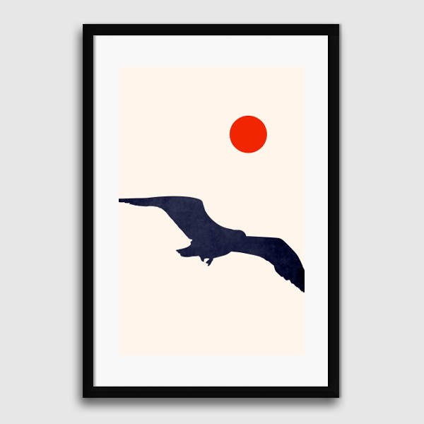Lukisan Dinding -Seagull- Matte -Frame Hitam 20x30