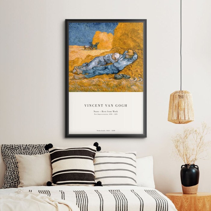 Lukisan Dinding -Noon Rest from Work 1890-1891-Frame Hitam 40x60