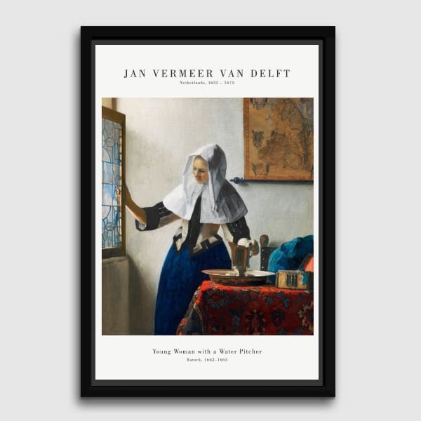 Lukisan Dinding -Vermeer Young Woman-Matte-Frame Hitam 40x60