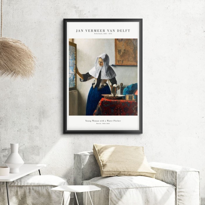 Lukisan Dinding -Vermeer Young Woman-Matte-Frame Hitam 40x60