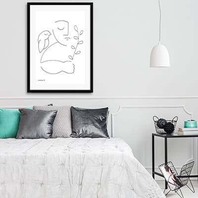 Lukisan Dinding -Peaceful Bird- Matte -Frame Hitam 40x60