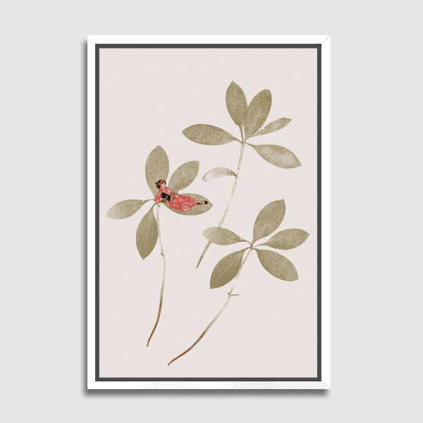 Lukisan Dinding - Canvas - 50x75 - Tuning Out - White Fiber Frame