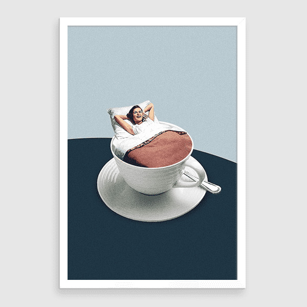 Lukisan Dinding Set - Coffe First - 40x60 - White Frame