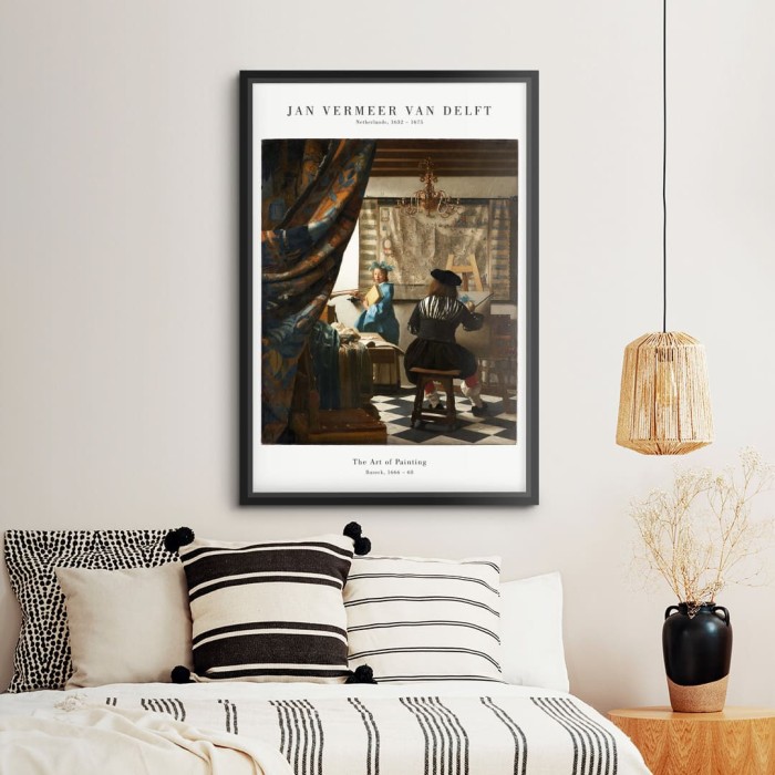 Lukisan Dinding -Vermeer The Art of Painting-Frame Hitam 40x60