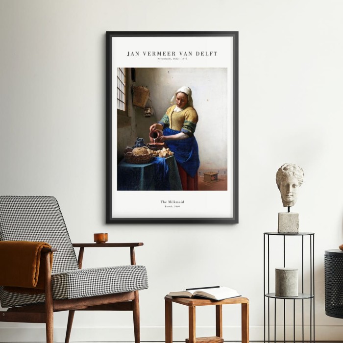 Lukisan Dinding -Vermeer Milkmaid-Frame Hitam 40x60
